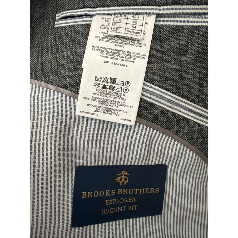 Brooks Brothers Sport Coat Mens 42R Explorer Regent Fit Grey Glen Plaid Wool